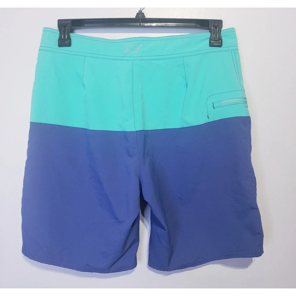 Vineyard Vines Swim‎ Trunks Board Shorts Two-Tone Mens Size 32 Teal Blue